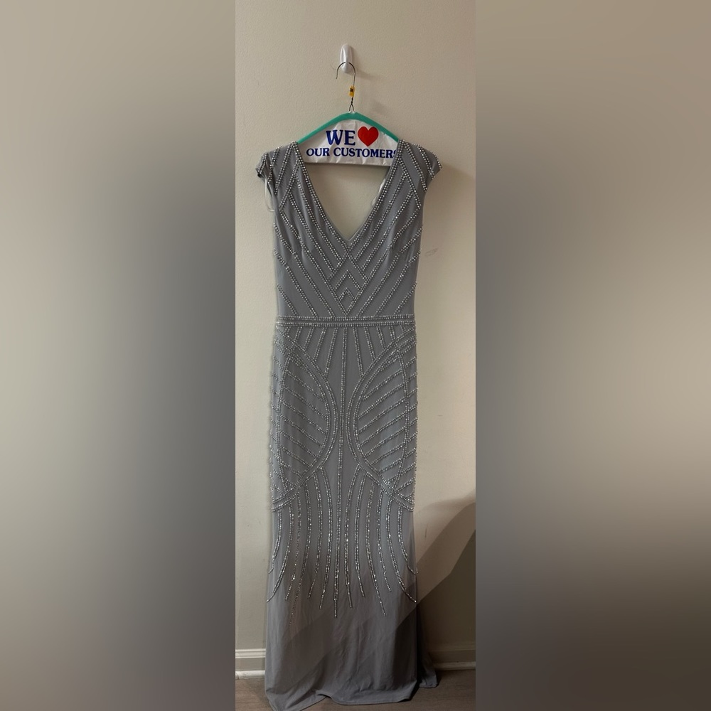 Xscape grey-blue dress with silver detail never worn.